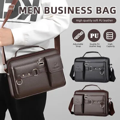 Men's Shoulder Messenger Bag PU Leather Handbag Business Crossbody Bag Briefcase • $18.99