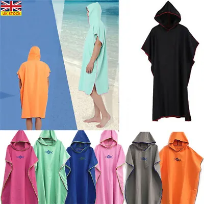 Hooded Towel Poncho Absorbent Dry Bathrobe Adult Unisex Beach Swim Changing .o • £16.69