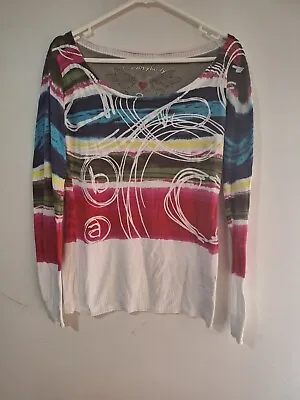 DESIGUAL Multicolor Knit Top Sweater Women’s Viscose Cotton ~ Size Medium  • $20