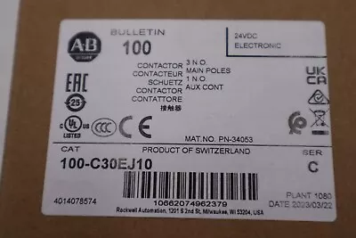 NEW Allen-Bradley 100-C30EJ10 CONTACTOR IEC 30 AMP 3 POLE STOCK L-016C • $140