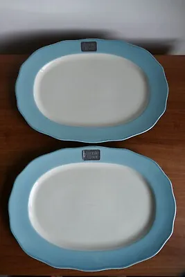 Jamie Oliver Vintage Style Large Oval Platters 37cm Fluted Blue Made By Queens • £30