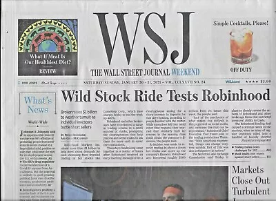 $11.66 • Buy Wall Street Journal Newspaper Game Stop Reddit Robinhood Finance Economy 2021 .