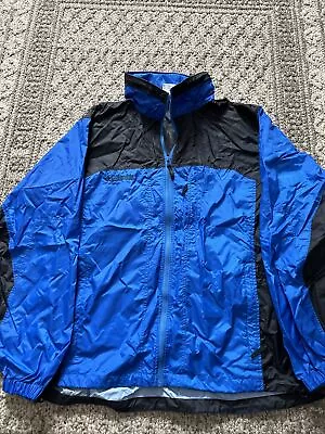 Columbia Men’s Large Packable Blue/Black Rain Jacket • $9.75