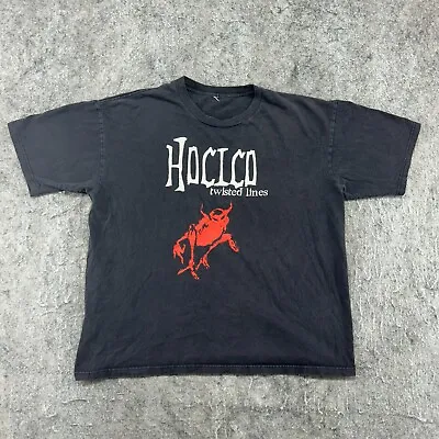 VTG Hocico Shirt Mens XL Black Twisted Lines Goth Punk Graphic Short Sleeve Y2k • $39.95