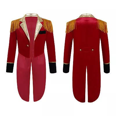 Kids Boys Girls Jacket Tailcoat Long Sleeve Circus Ringmaster Halloween Costume • $16.19