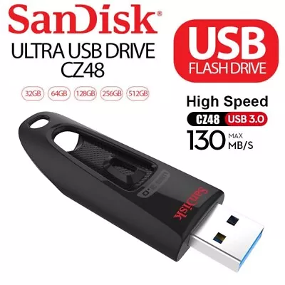 £4.89 • Buy SanDisk Ultra USB 3.0 Flash Drive 16GB 32GB 64GB 128GB 256GB 512GB Memory Stick