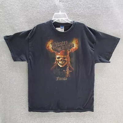 Pirates Of The Caribbean Men T-Shirt XL Black Short Sleeve Florida Disney READ • $8.94