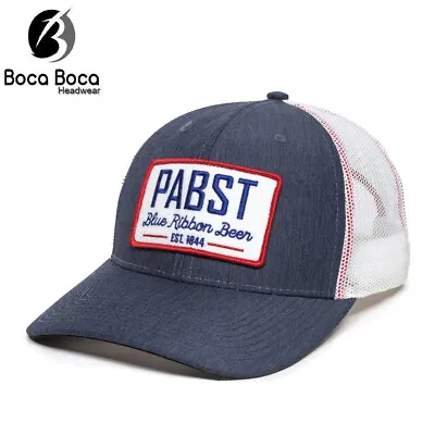 Pabst Blue Ribbon Beer Est 1844 Patch Snapback Trucker Hat FREE SHIPPING • $22.95