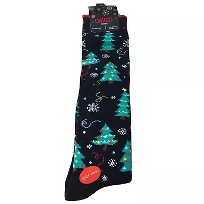 Christmas Trees Festive Winter Socks Shoe Size  4-10 Knee High New Tags AR251 • $5.95