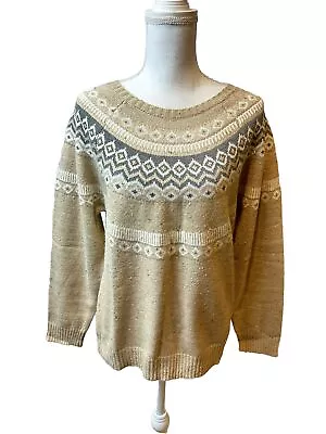 NWT Weatherproof Vintage Fair Isle Nordic Beige Sweater Sz M Medium • $20