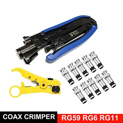 £24.95 • Buy RG59 Compression Connector Tool BNC Coax Cable Crimp Male Kit For CCTV Cameras