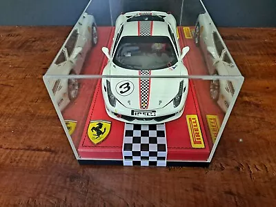 1/18 FERRARI 458 CHALLENGE WHITE Mounted Clear Plexiglass Display *READ INFO* • $199