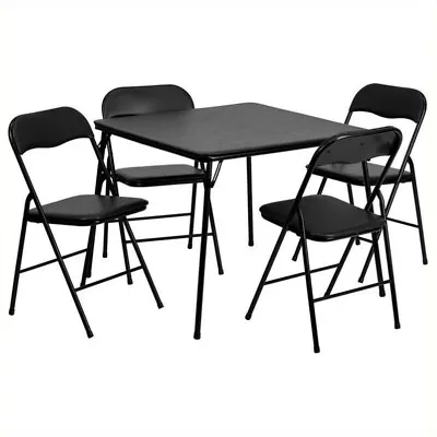 Flash Furniture 5 Piece Folding Card Dining Table And Chair Set In Black • $169.92