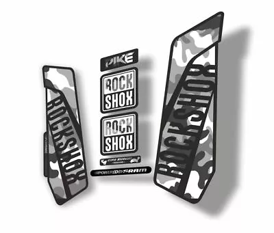 Rock Shox Pike 2016 Mountain Bike Cycling Decal Kit Sticker Adhesive White Camo • $19.99