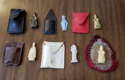 6 Vintage Antique Catholic Pocket Shrines Statues 8 • $19