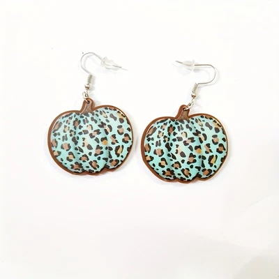 $1.81 • Buy Leopard Pattern Pumpkin Dangle Earrings Acrylic Vintage Halloween Women Jewelry