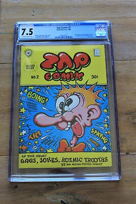 Zap Comix #2 (1968) ⭐ CGC 7.5 ⭐ 1st Print Off White To White Robert R Crumb Apex • $450