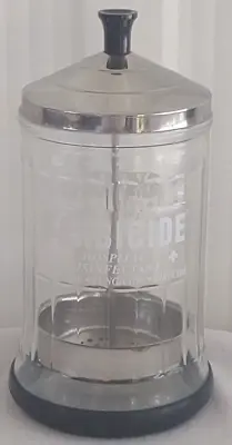 Vintage Barbicide Disinfectant Glass Jar Container King Research Inc Approx 12' • $11.99