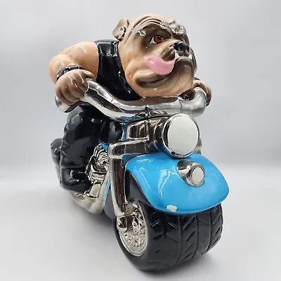 Clay Art Ruff Rider Cookie Jar Bulldog Motorcycle Bike Hand Painted 11 In VTG • $99.99