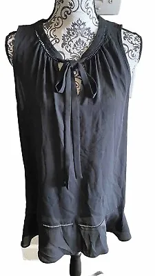 NWT Mossimo XXL Blouse Black Sleeveless Top Shirt Tie Front Shirt 2X • $15