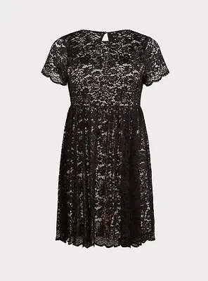 $45 • Buy Torrid Black Lace Illusion Neck Skater Dress. Plus Size 1 