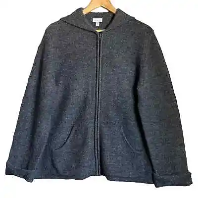 Mimi Maternity Boiled Wool Knit Jacket Coat Full Zip Hood Pockets Size Small • $36