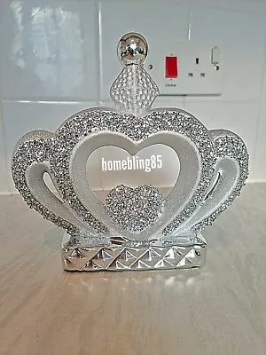 £15.99 • Buy Crushed Diamond Silver Crystal Stunning Crown Ornament, Sparkly Bling 