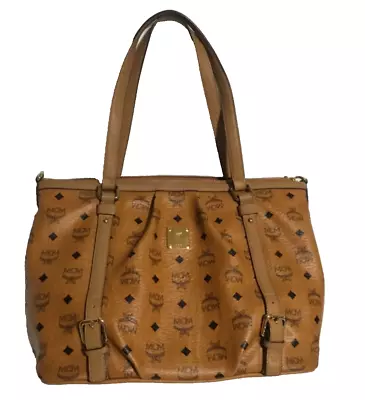 Authentic MCM Visetos Coated Canvas Leather Essentials Shopper Tote Bag • $230