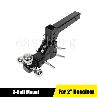 Tri 3 Ball Adjustable Drop-Turn Trailer Tow 2  Hitch Mount Towing Truck Solid • $103.99