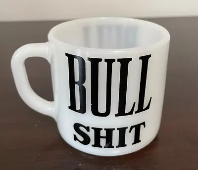 Vintage BULLSHIT Milk Glass Mug Cup Handle FEDERAL Made In USA • $29.96