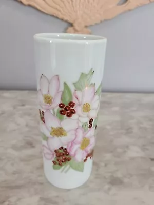 Vintage German Hand Painted Floral Vase Signed • $7.89