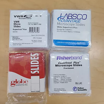Lot Of 4 Boxes Microscope Slides Mixed NEW Fisherbrand Labsco VWR Globe 288 • $25