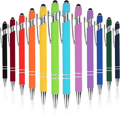 12Pcs Ballpoint Pen With Stylus Tip Soft Touch Click Metal Pen Stylus Pen For • $12.49