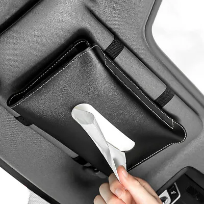 Car Tissue Box Sun Visor PU Leather Holder Interior Storage Napkin Accessories • $11.81