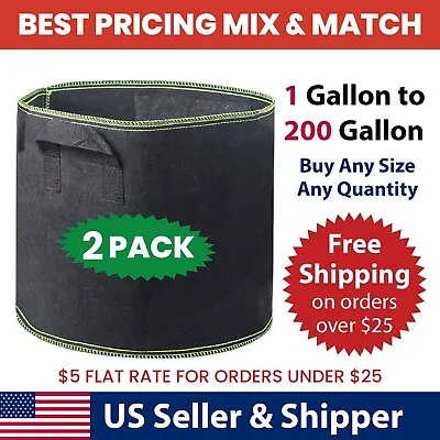 2 Pack Grow Bags-Thickened Nonwoven Plant Fabric Pots-Double Reinforced Handles • $7.99