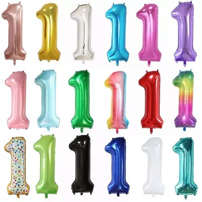 1st Big Number Foil Balloons 40inch Baby Shower 1 Years Old Birthday Party Decor • £9.63