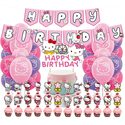 Hello Kitty Decoration Balloon Party Banner Table Cover Plate Cups Supplies Cake • $2.99