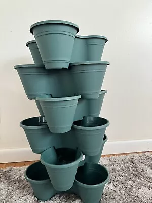 Stackable Vertical Planter Plastic 6 Tier Garden Herb Flower Pots Indoor Outdoor • $39.99