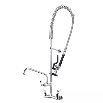 MaxSen Commercial Sink Faucet With Pre Rinse Sprayer 8  Center Wall Mount • $189.99