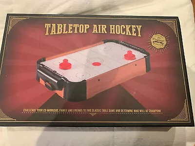 Mini Table Top Air Hockey Game AA Battery Operated Blower 2 Pucks Paddles Fun • $14.85