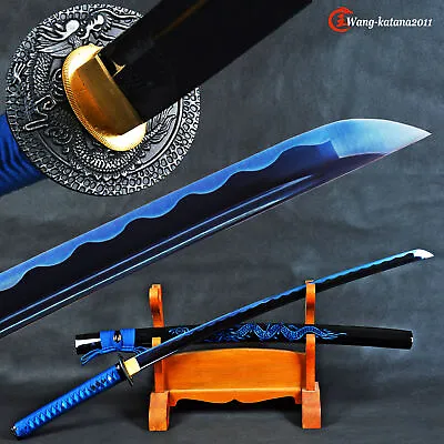 All Blue Sharp Katana 1095 Steel Battle Ready Japanese Samurai Functional Sword • $107.99