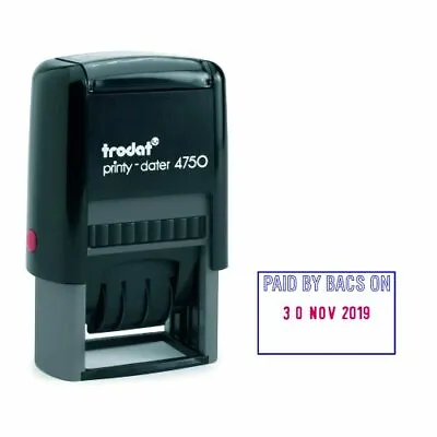 Trodat Eco Printy Stamp Self-Inking Word And Date Stamp - Paid By Bacs On • £21.54