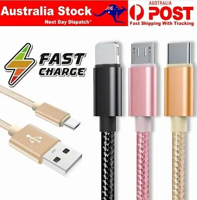 1M 2M 3M Fast Charge Braided Nylon USB Type C Apple Android Data Charger Cable • $5.99