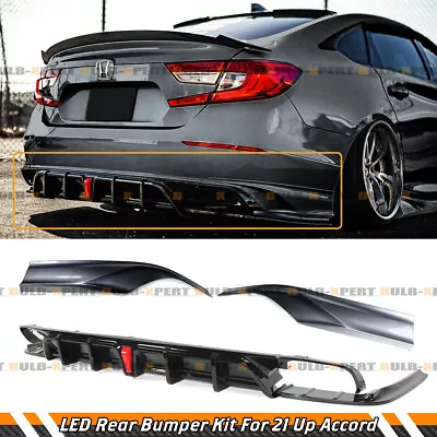 $293.99 • Buy For 2018-22 Accord Yofer V2 Led Rear Diffuser+ Modern Steel Metallic Corner Spat