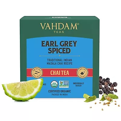 VAHDAM Organic Earl Grey Chai Masala 5 Spices Mix Masala Tea 15 Premium Tea Bags • $12.18