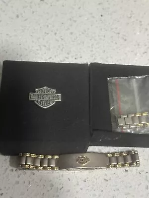 Vintage Harley Davidson Stainless Steel Bracelet Two Tone Size 8” Extra Links • $45