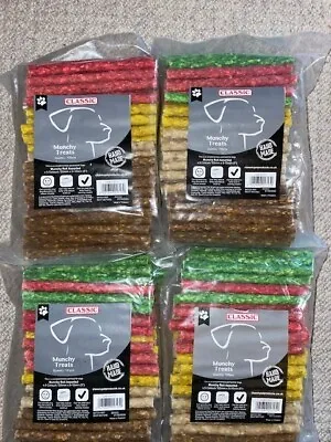 Four  Packs Genuine Classic Branded Munchy Rolls Dog Chews Treats 4x100 • £25