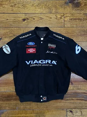 Vintage Nascar Mark Martin Viagra Racing Jacket Jeff Hamilton XL Retro 90s Y2K • $199