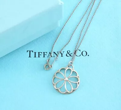 Tiffany&Co. Flower Circle 1P Diamond Necklace Sterling Silver925 W/Box 2567 • $295.53