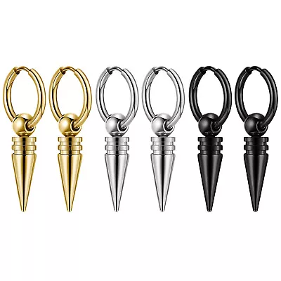 Punk Rock Spike Rivet Cone Earring Stainless Steel Hoop Dangle Stud Men Women US • $9.99